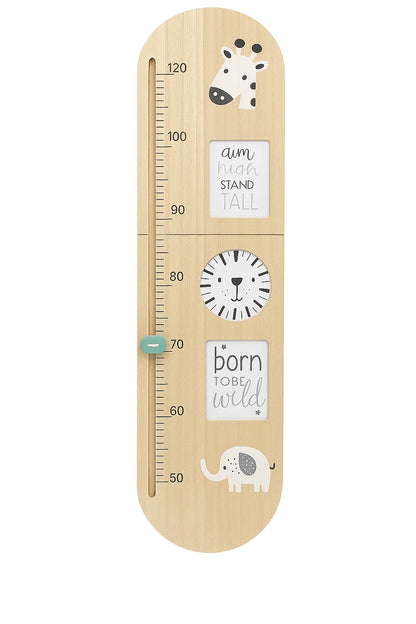 Wooden safari height chart with animal theme wall growth measure for kids nursery room