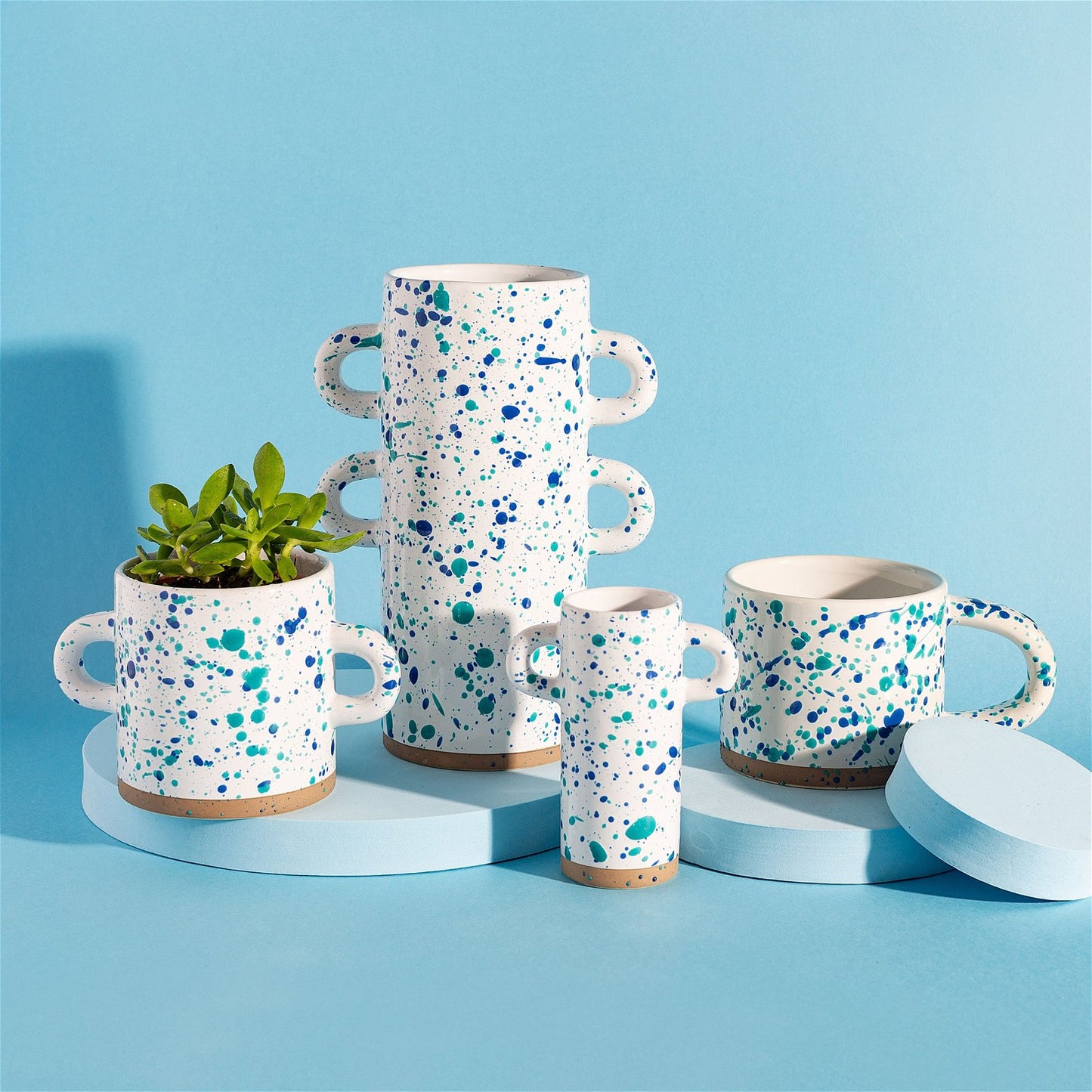 Turquoise and Blue Splatterware Mug