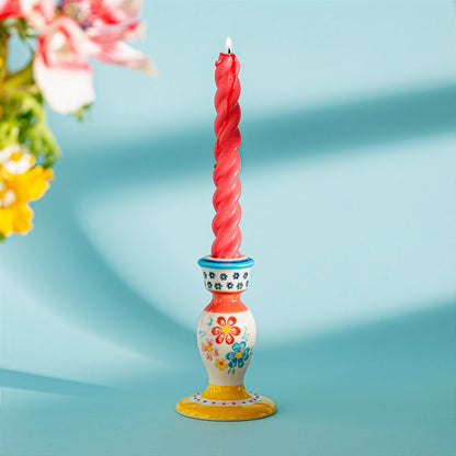 Folk Floral Candlestick Holder