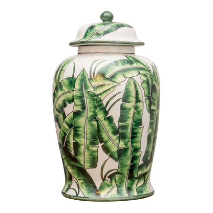 Corn Plant Leaf 17" Ginger Jar