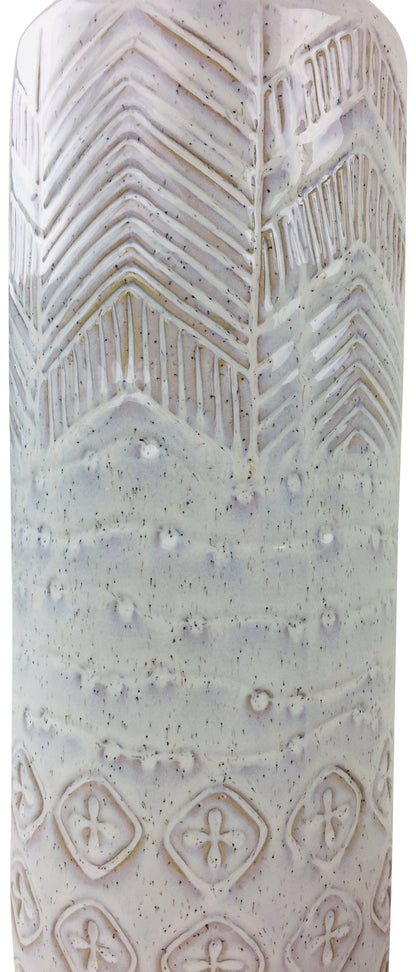 White Herringbone Textured Stoneware Vase 44cm