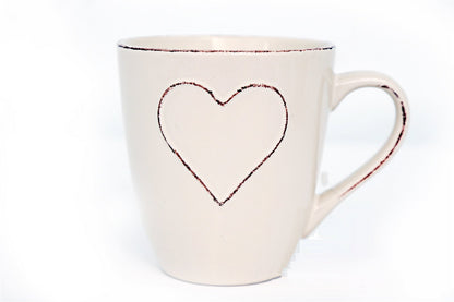 Ceramic Cream Heart Embossed Mug