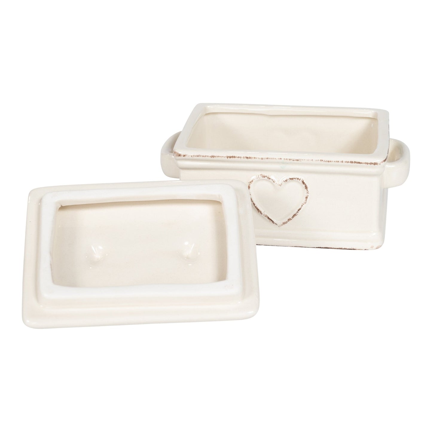 Cream Rustic Heart Butter Dish