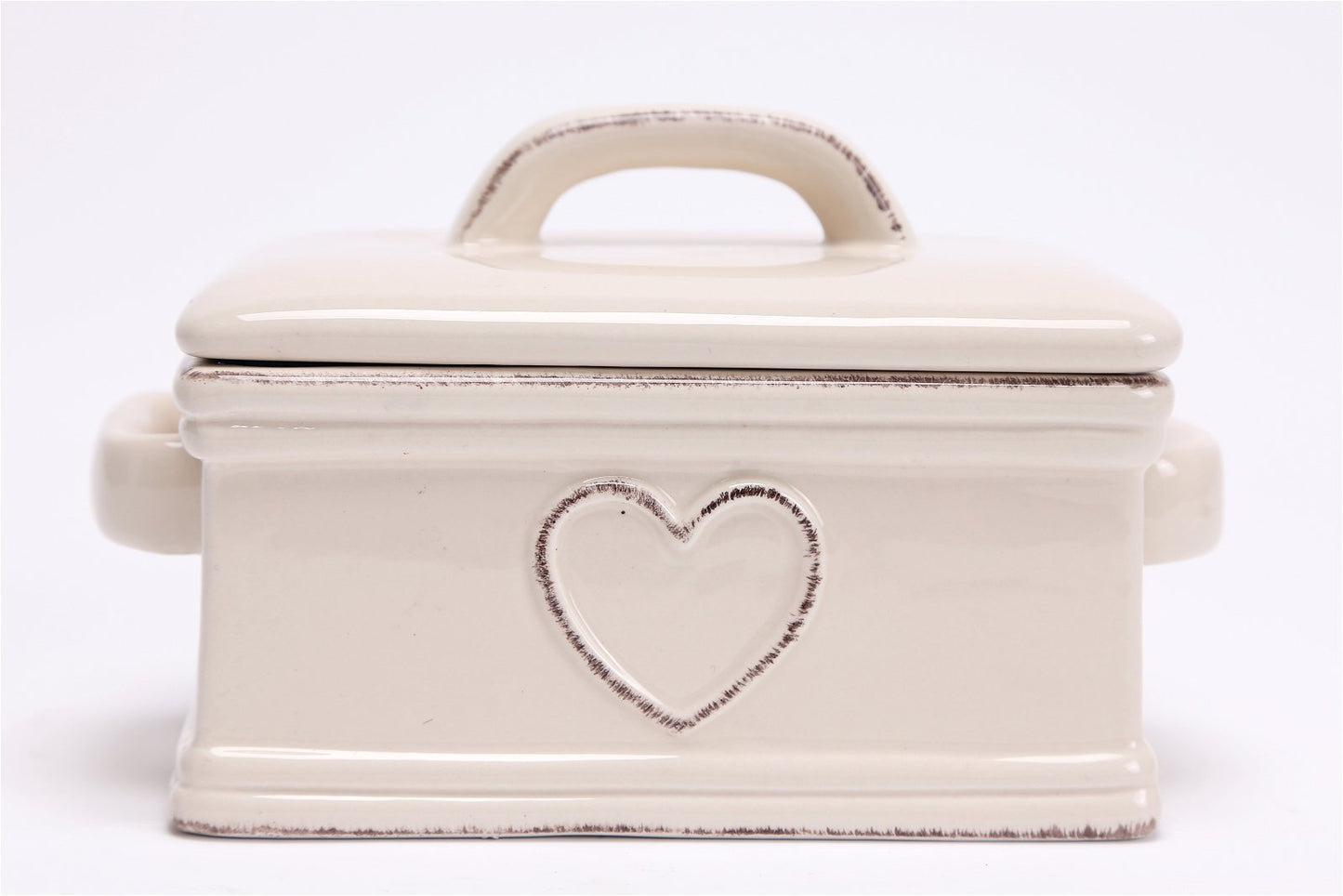 Cream Rustic Heart Butter Dish