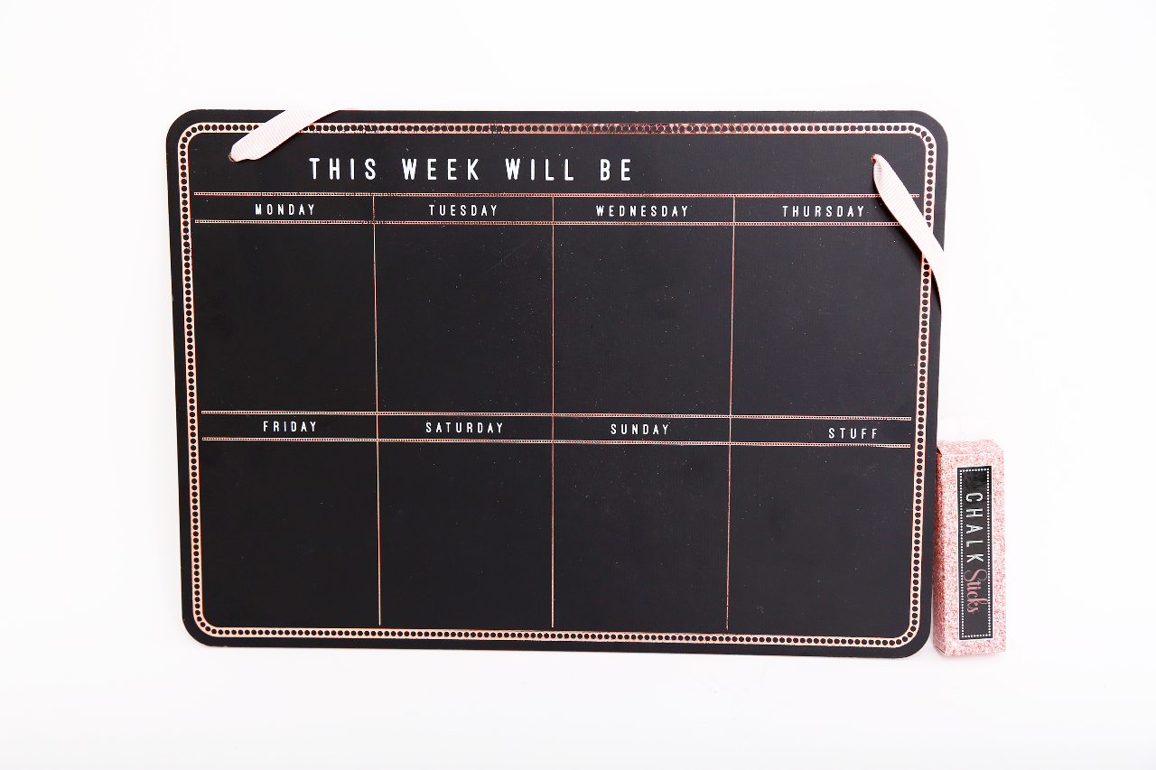 Hanging Chalkboard Weekly Planner with Chalk