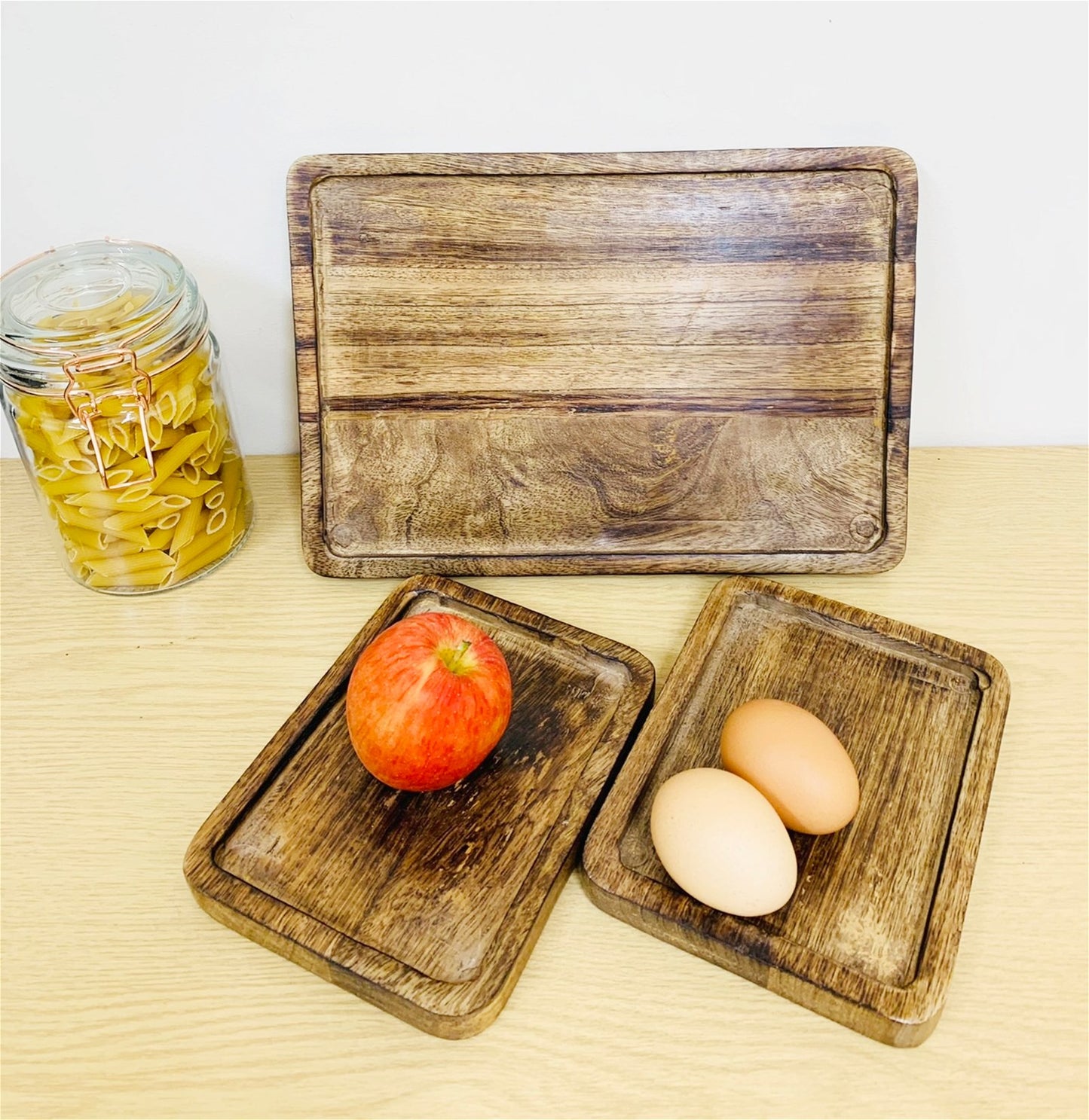 Set Of 3 Mango Wood Trays