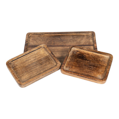 Set Of 3 Mango Wood Trays