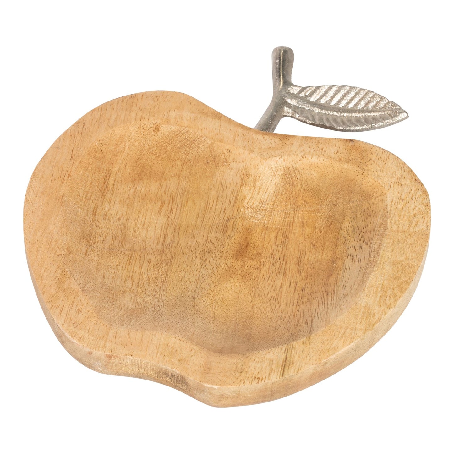 Wooden Apple Designed Tray with Silver Leaf - Large