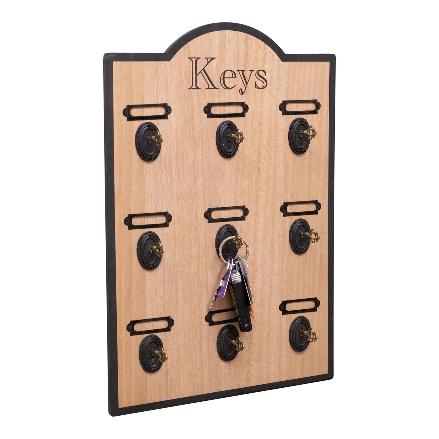 Wooden Board With 9 Key Design Hooks