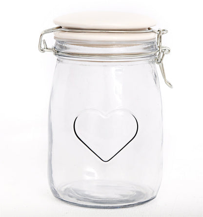 Glass Storage Jar With Heart - Large