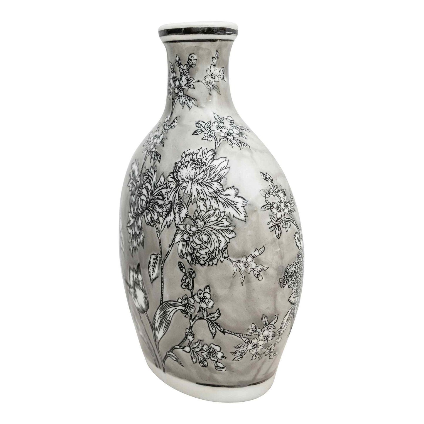 Peony Grey & White Bottle Vase