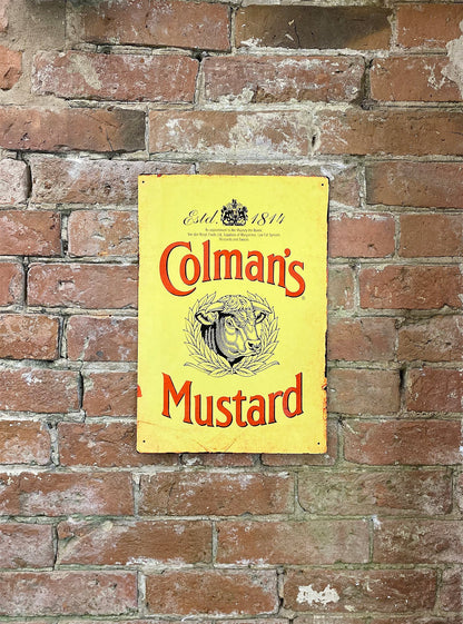 Metal Advertising Wall Sign - Colemans Mustard Yellow