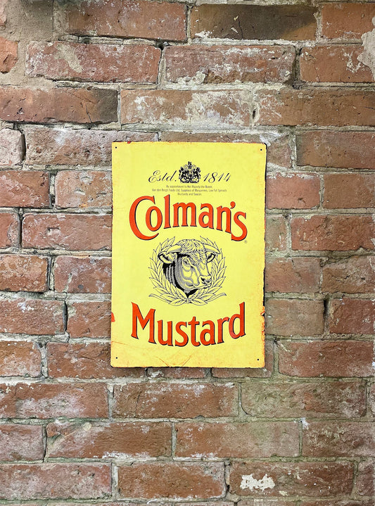 Metal Advertising Wall Sign - Colemans Mustard Yellow