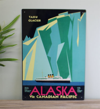 Vintage Metal Sign - Retro Advertising - Alaska Via Canadian Pacific Travel