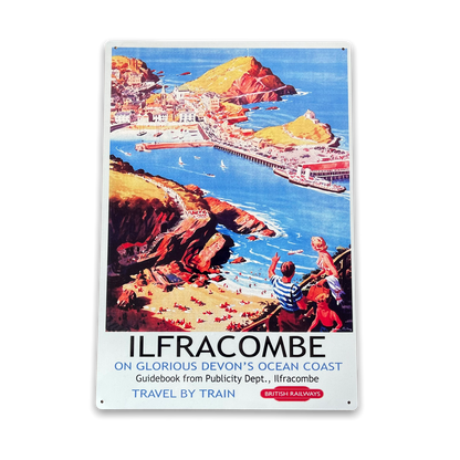 Vintage Metal Sign - British Railways Retro Advertising, Ilfracombe