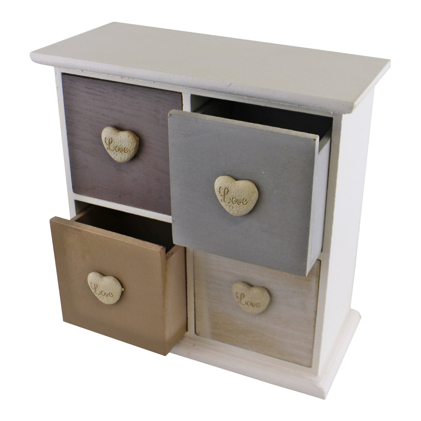 White & Neutral Coloured Love Heart Trinket Drawers