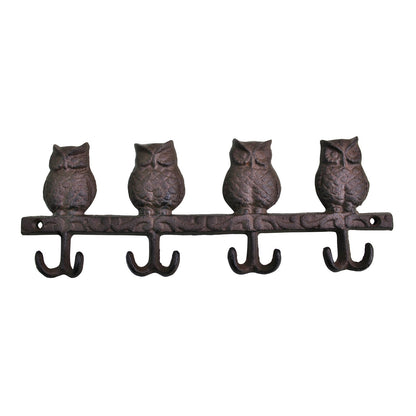 Rustic Cast Iron Wall Hooks, Owls