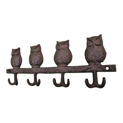 Rustic Cast Iron Wall Hooks, Owls