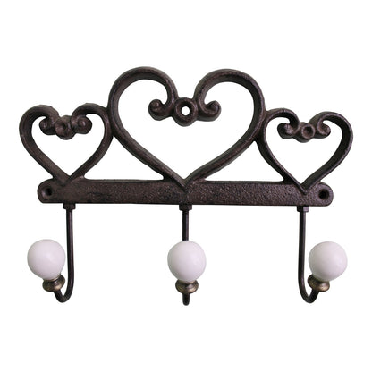 Rustic Cast Iron Wall Hooks, Hearts