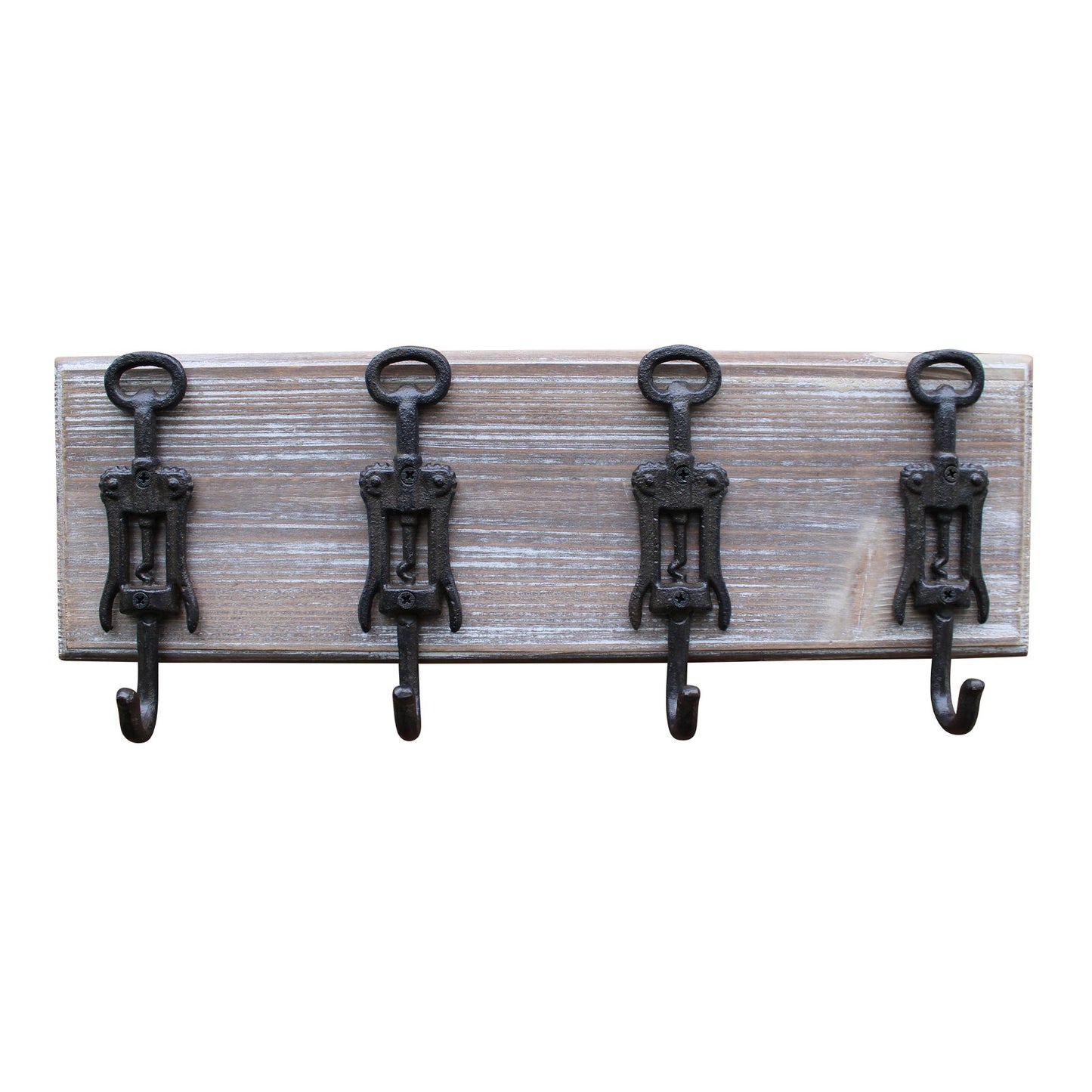 Rustic Cast Iron and Wooden Wall Hooks, Bottle Openers