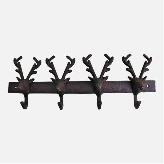 Rustic Cast Iron Wall Hooks, Reindeer