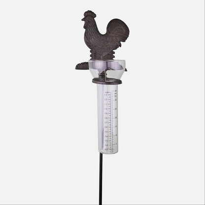 Cast Iron and Glass Garden Rain Gauge, Chicken