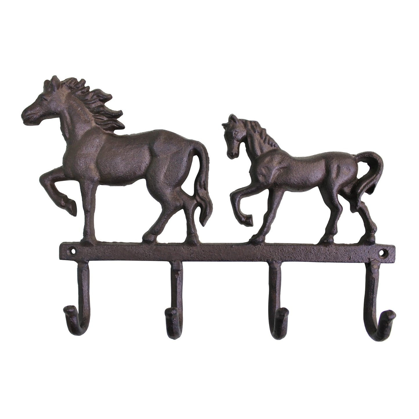 Rustic Cast Iron Wall Hooks, Two Horses