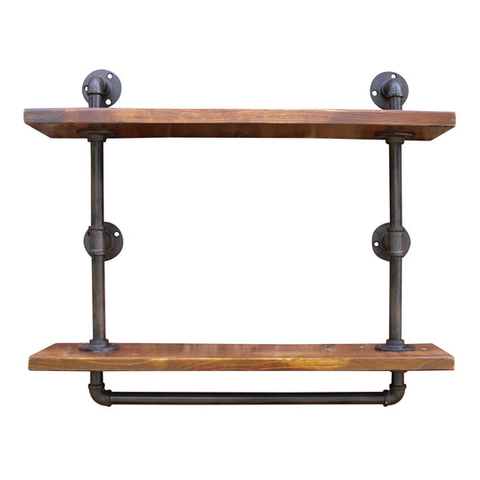 Industrial Pipe Wall Shelf with 2 Shelves