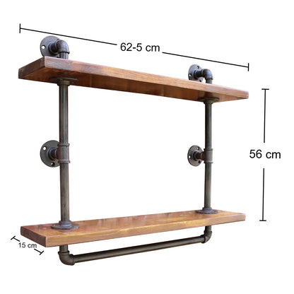 Industrial Pipe Wall Shelf with 2 Shelves