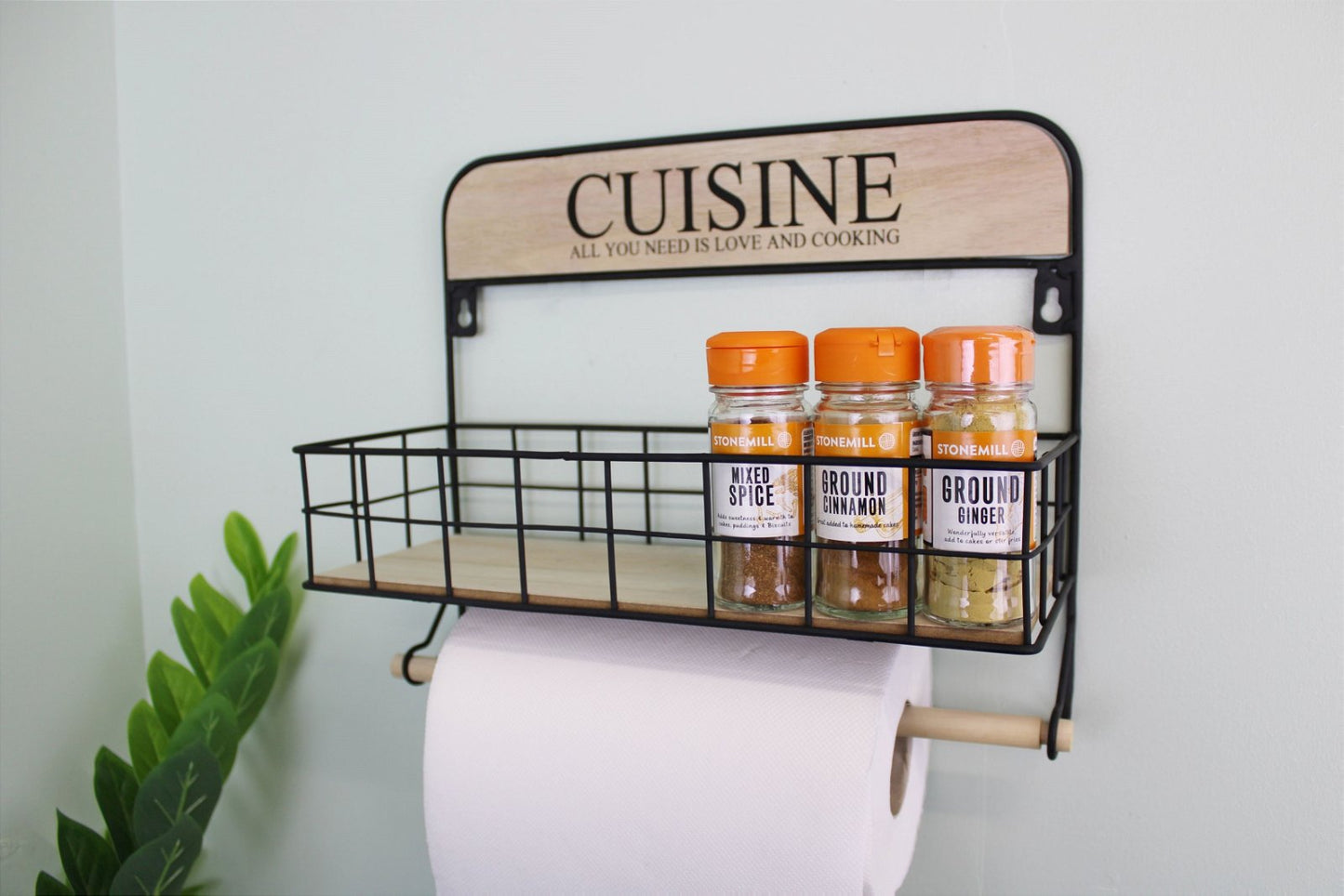 Wall Hanging Kitchen Storage Unit with Kitchen Roll Holder