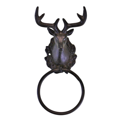 Cast Iron Rustic Towel Ring, Stag Head Design