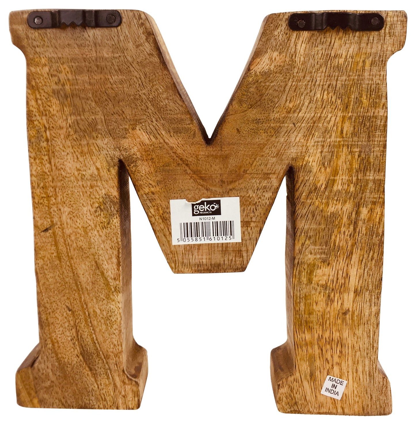 Hand Carved Wooden Geometric Letter M