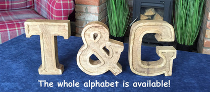 Hand Carved Wooden Embossed Letter B