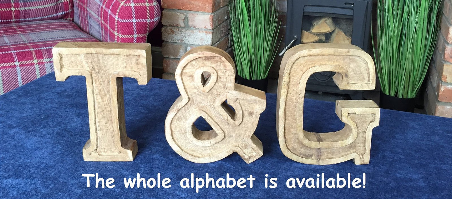 Hand Carved Wooden Embossed Letter N