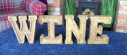 Hand Carved Wooden Embossed Letters Wine