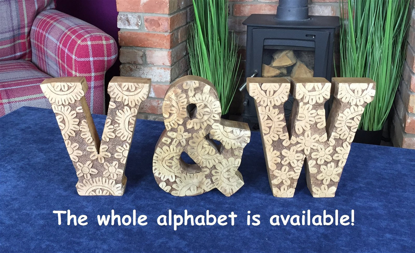 Hand Carved Wooden Flower Letters Boy