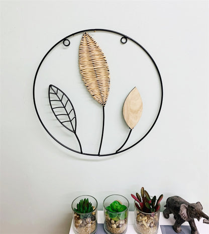 Rattan Leaf Metal Wall Deco 35cm