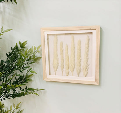 White Pampas In Square Frame 31cm