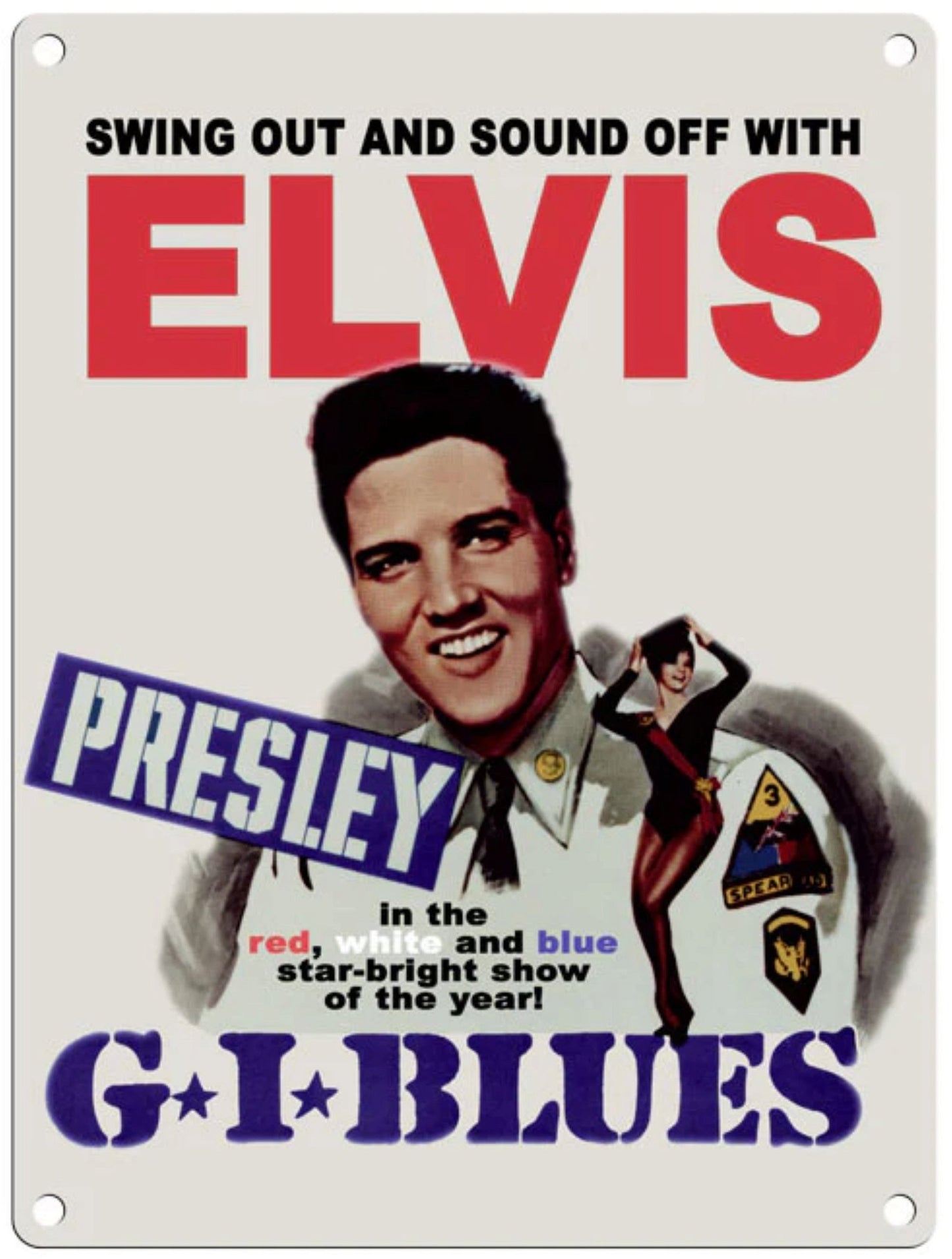 Small Metal Sign 45 x 37.5cm Movie Poster Elvis G.I Blues