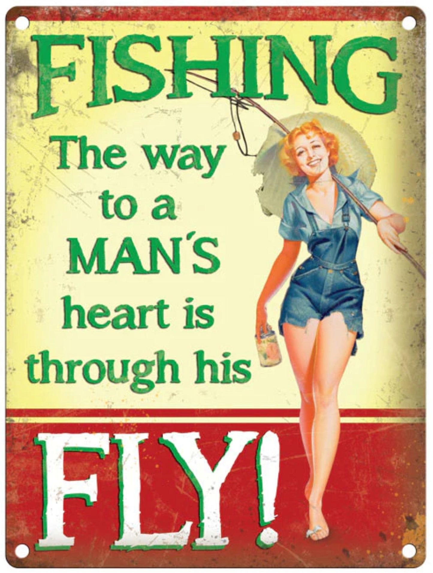 Large Metal Sign 60 x 49.5cm Vintage Retro Fishing Way