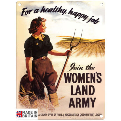 Small Metal Sign 45 x 37.5cm Vintage Retro Women's Land Army