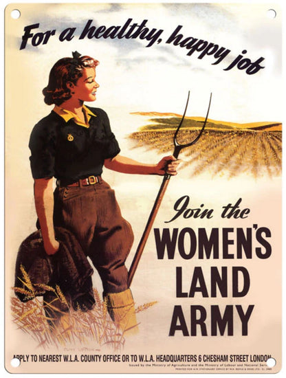 Large Metal Sign 60 x 49.5cm Vintage Retro Women's Land Army