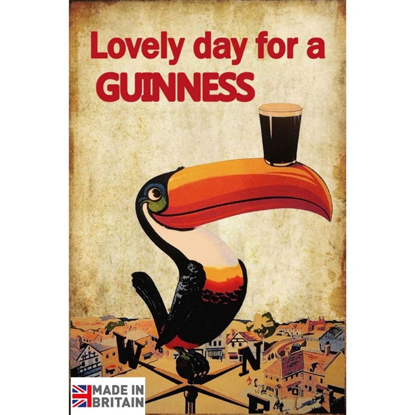 Large Metal Sign 60 x 49.5cm Beer Guinness Bird