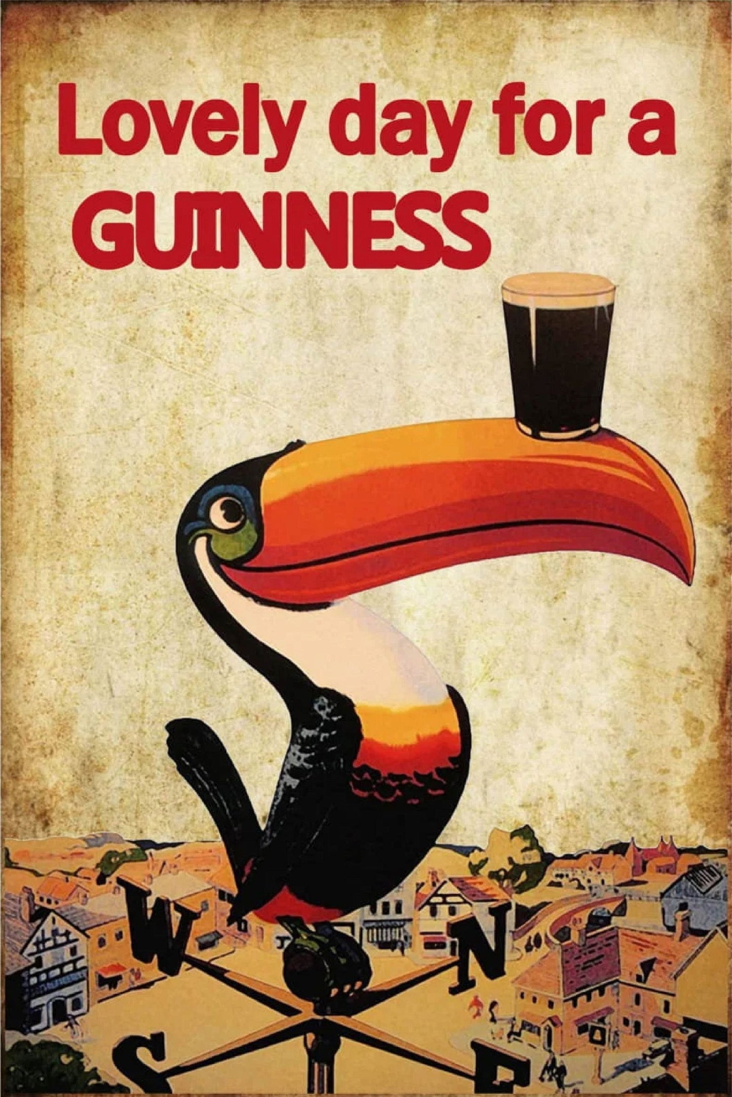 Large Metal Sign 60 x 49.5cm Beer Guinness Bird