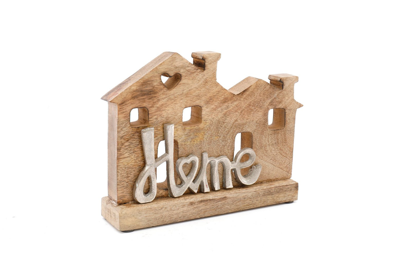 Wooden & Silver House Ornament 26cm