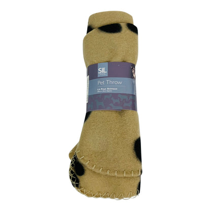 Brown Paw Print Fleece Throw 60cm