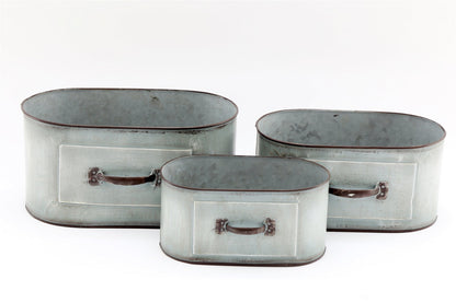 Three Oval Planters with Handles