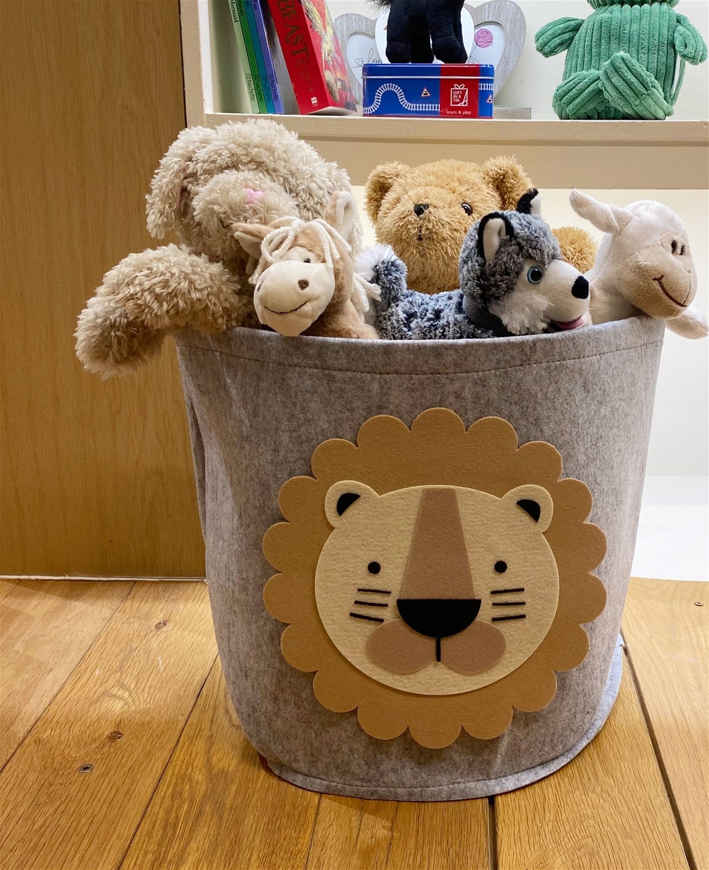 Felt Storage Bin With Lion Face 35cm