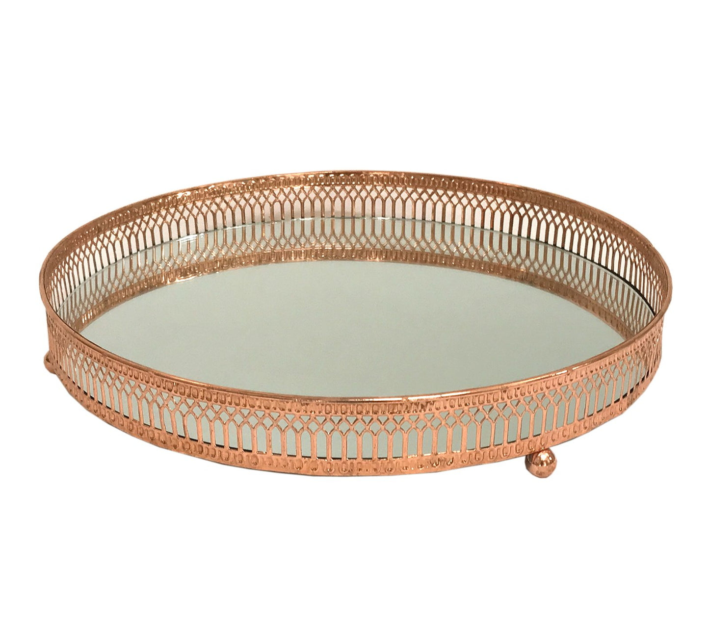 Copper Coloured Mirror Candle Plate