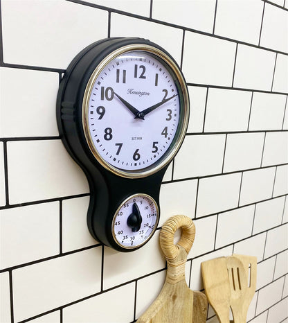 Black Kensington Wall Clock With Timer